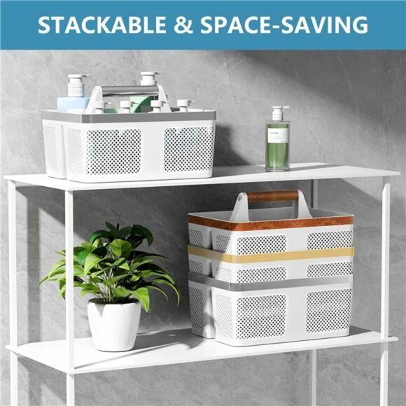 Portable Plastic Shower Caddy Dorm Bathroom Organizer Tote with Handle Storage - Picture 5 of 7